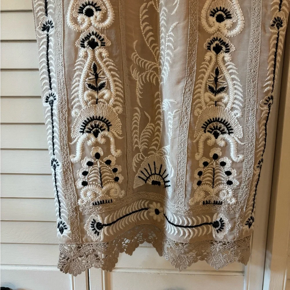 Maeve Beige Embroidered Slip Dress - Picture 4 of 13